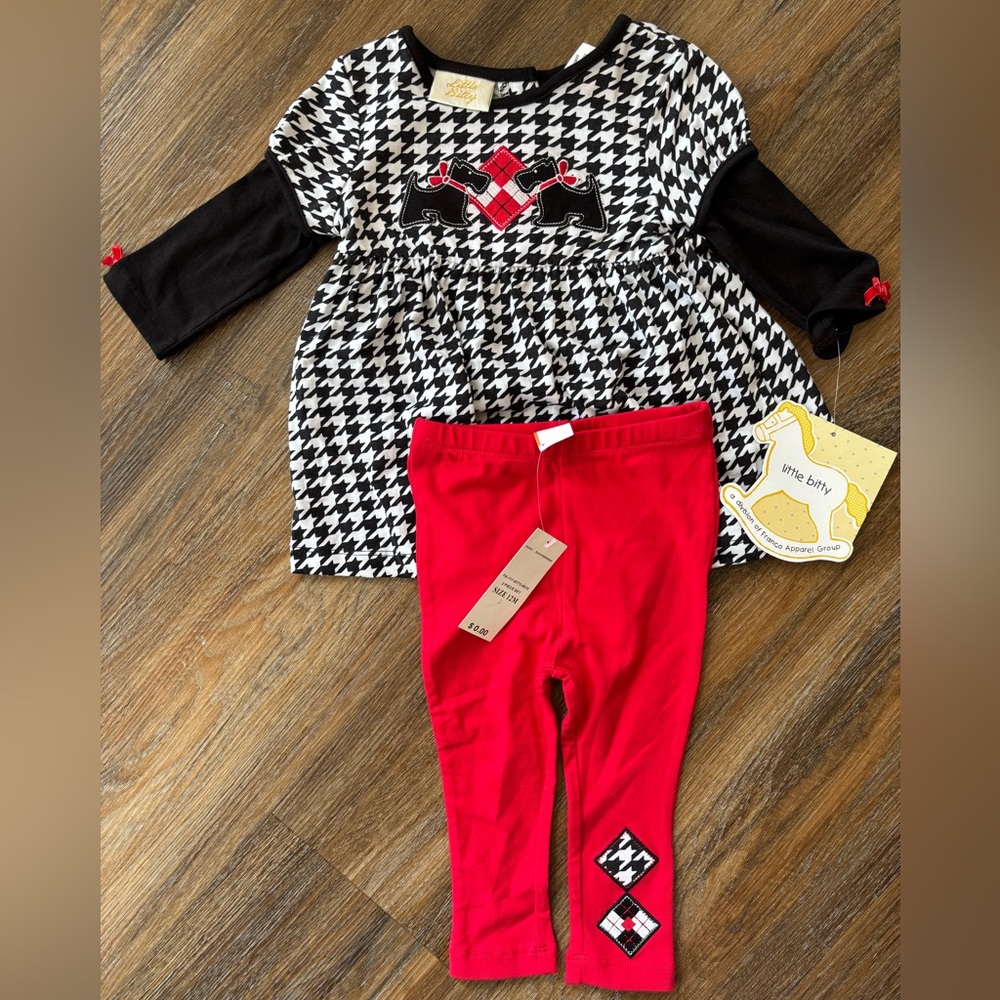12m girls set from Little Bitty featuring houndstooth and Scottie dogs